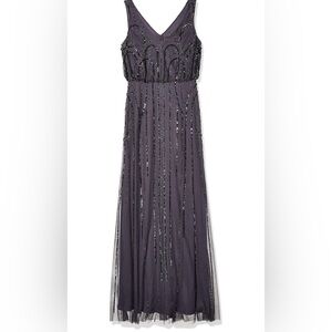 Adrianna Papell Women's Blouson Beaded Art Nouveau Dress Size 4